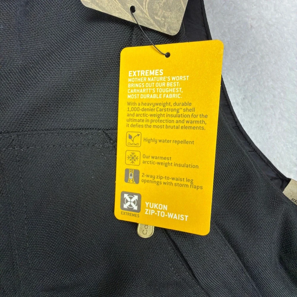 Carhartt Yukon Zip-To-Waist Biberalls Mens 44x30 R33 BLK Black NWT Bibs Overalls